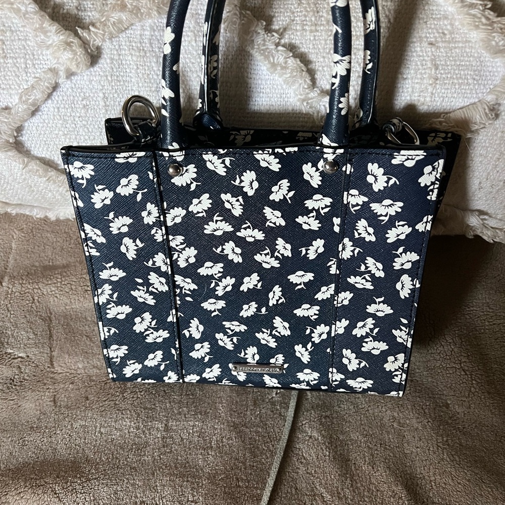 Rebecca Minkoff Navy and White Floral Tote